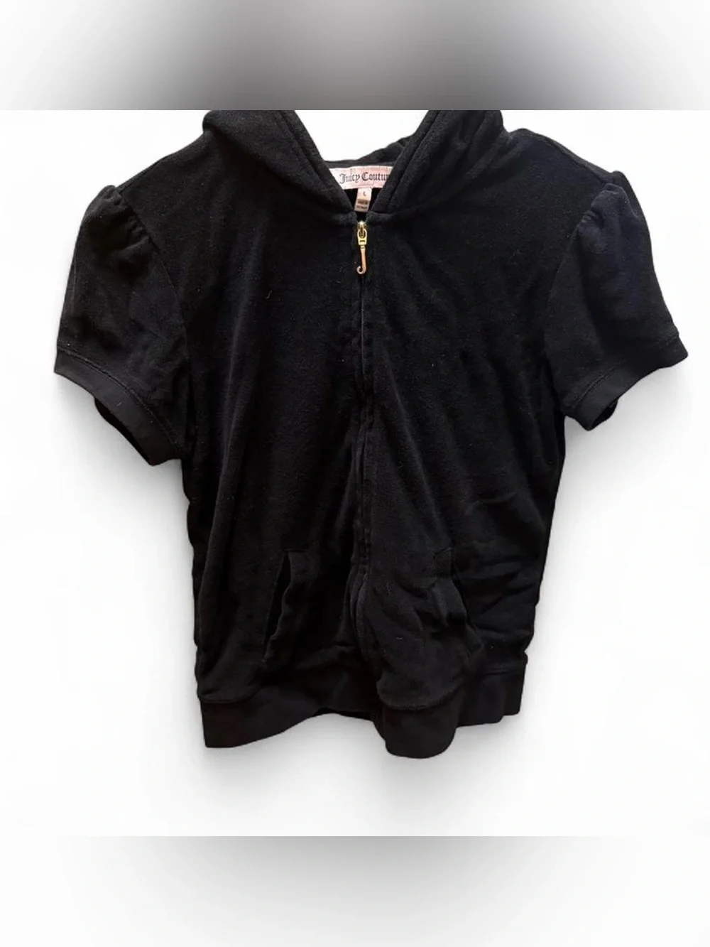 Juicy Couture Black Short-Sleeve Zip Hoodie